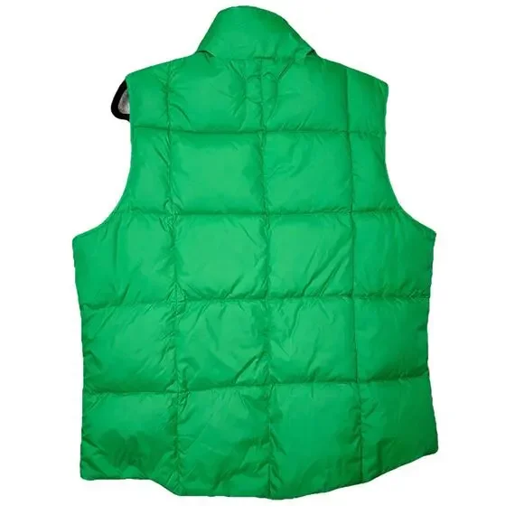 Lands End Y2K Women XL Size 18-20 Kelly Green Goosedown Quilted Puffer Vest Snap - Picture 2 of 8